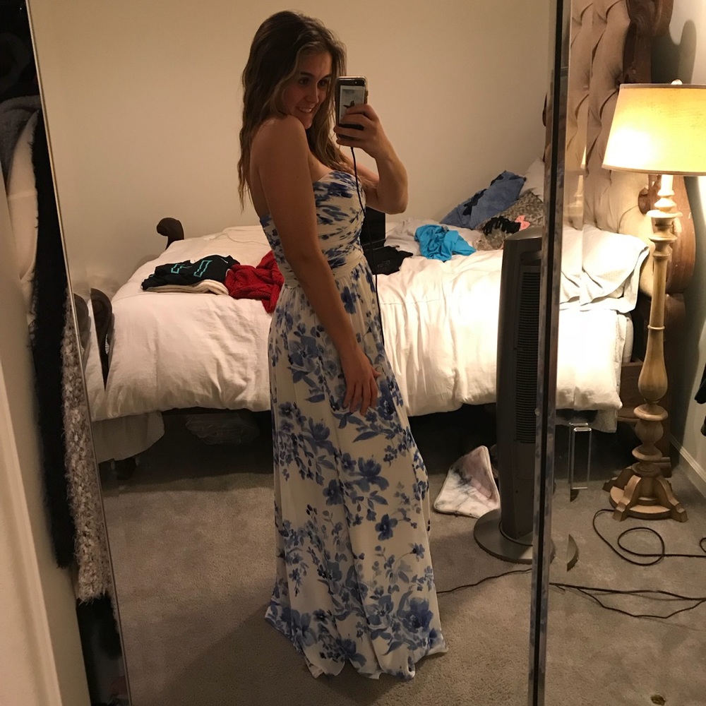 White with blue flowers maxi dress